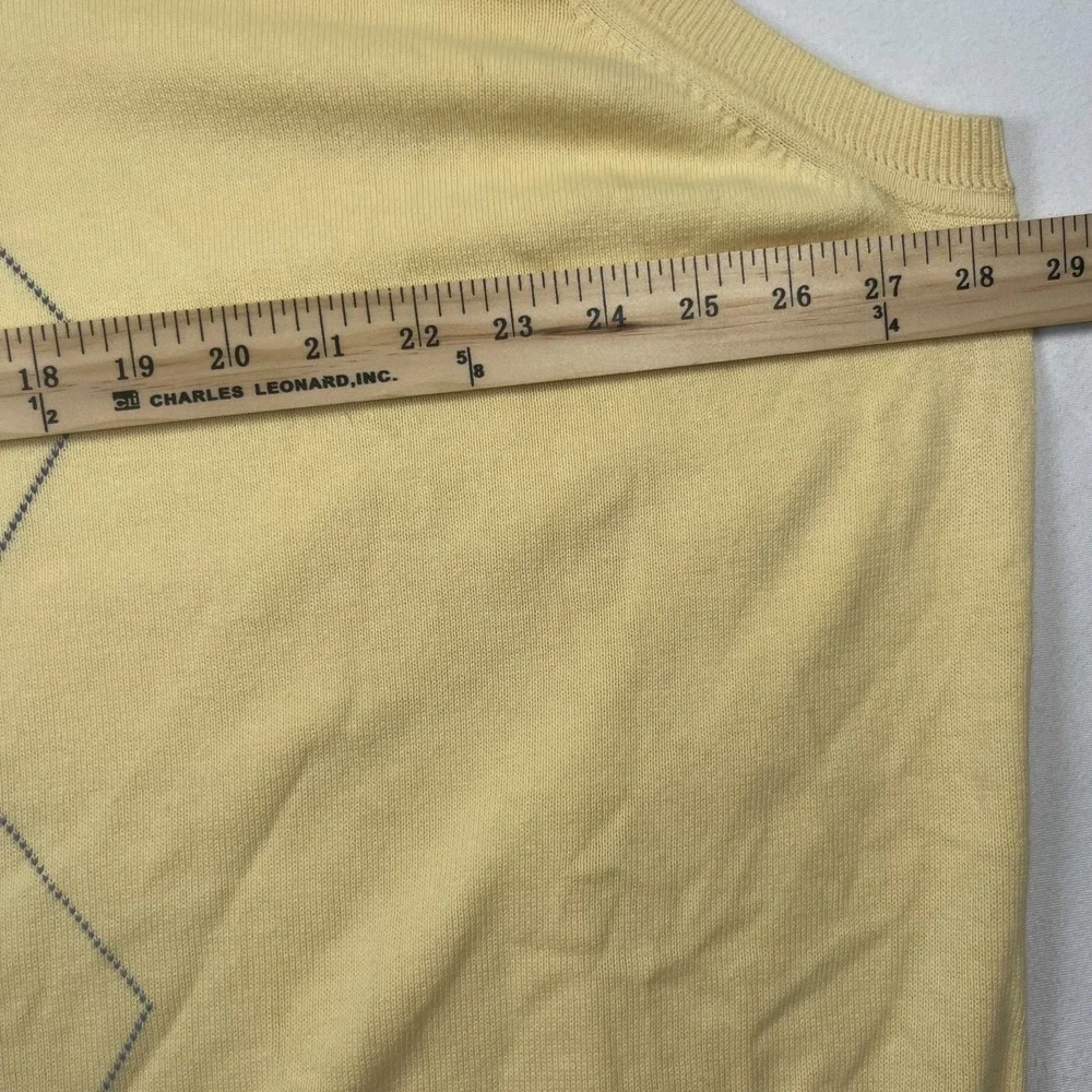 Roundtree & Yorke Sweater Men's 3XT Yellow Argyle‎ Pattern Knit V-Neck Pullover